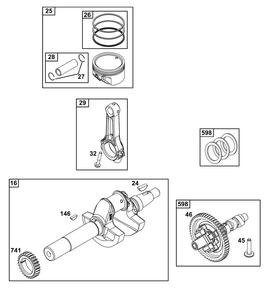 Crankshaft Group Diagram and Parts List for 295347-1275-G1  Briggs and Stratton Engine
